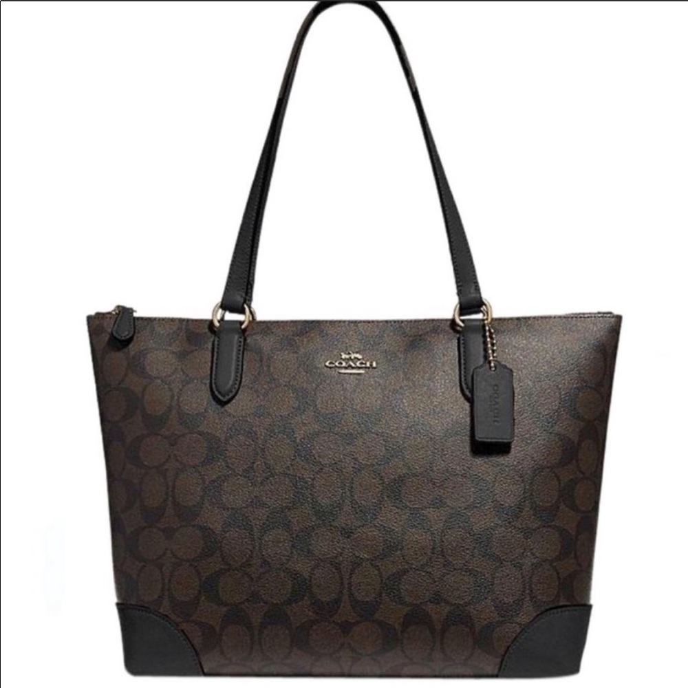 ▪️COACH▪️Small ZipTop Signature Coated Canvas Tote - Picture 2 of 8